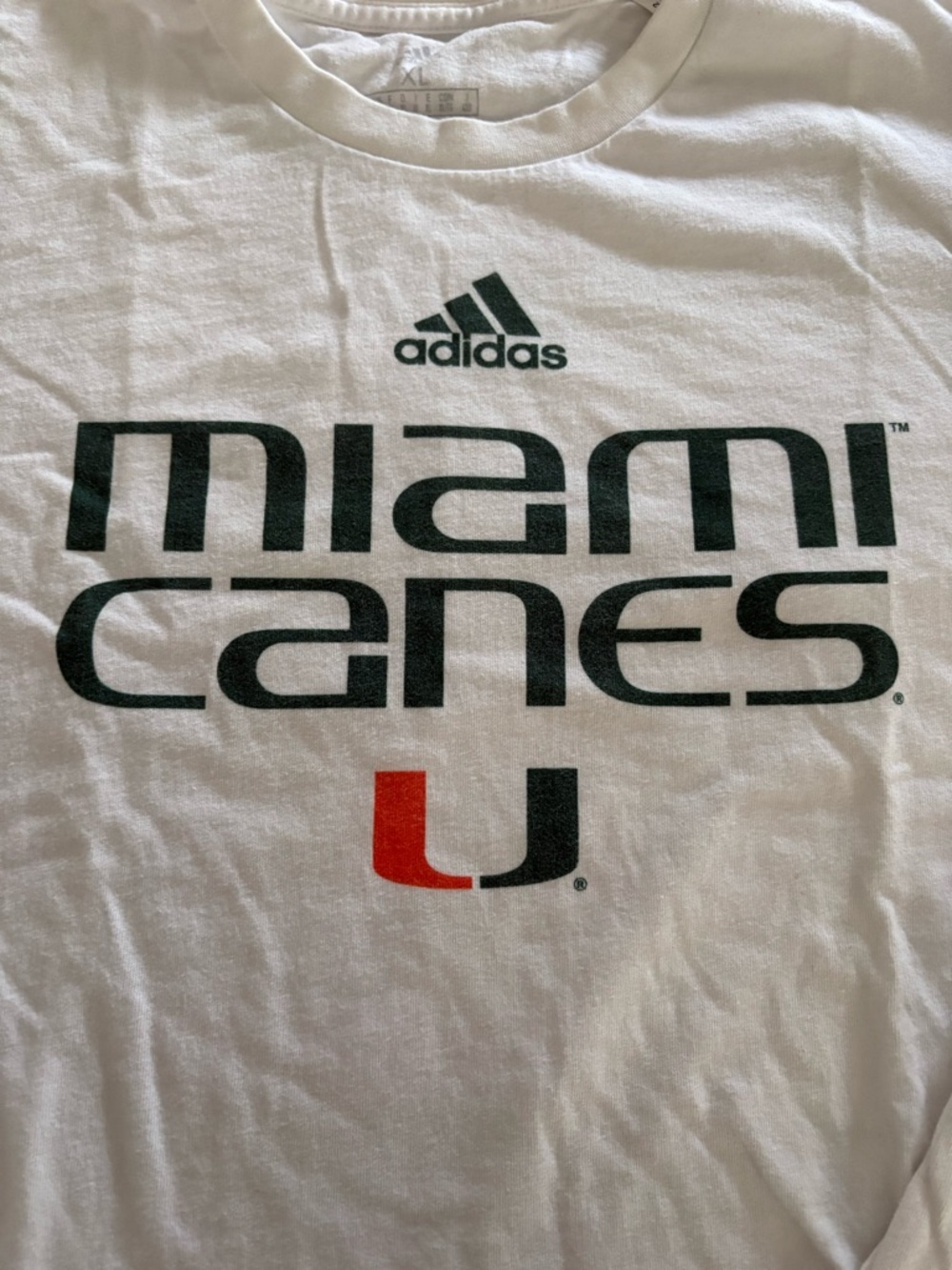 adidas University of Miami Canes Crewneck long-sleeved white T-shirt with logo